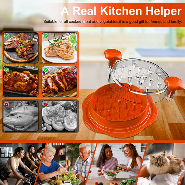 Chicken Shredder Tool Twist Large Meat Shredder with Ergonomic Handle, Anti-Slip Base, BPA-Free Visible Lid, Dishwasher Safe Perfect for Shredding Chicken, Pork, Beef, Tacos, BBQ
