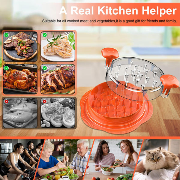 Chicken Shredder Tool Twist Large Meat Shredder with Ergonomic Handle, Anti-Slip Base, BPA-Free Visible Lid, Dishwasher Safe Perfect for Shredding Chicken, Pork, Beef, Tacos, BBQ