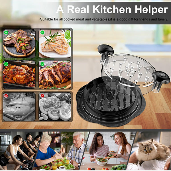 Chicken Shredder Tool Twist Large Meat Shredder with Ergonomic Handle, Anti-Slip Base, BPA-Free Visible Lid, Dishwasher Safe Perfect for Shredding Chicken, Pork, Beef, Tacos, BBQ