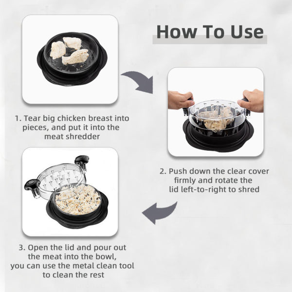 Chicken Shredder Tool Twist Large Meat Shredder with Ergonomic Handle, Anti-Slip Base, BPA-Free Visible Lid, Dishwasher Safe Perfect for Shredding Chicken, Pork, Beef, Tacos, BBQ