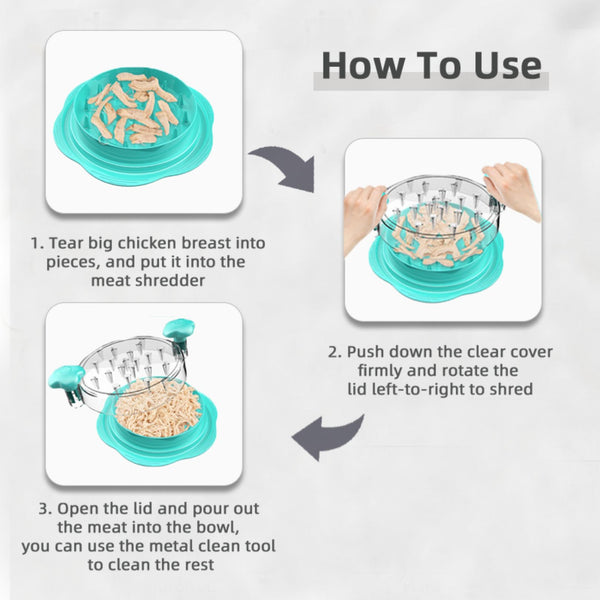 Chicken Shredder Tool Twist Large Meat Shredder with Ergonomic Handle, Anti-Slip Base, BPA-Free Visible Lid, Dishwasher Safe Perfect for Shredding Chicken, Pork, Beef, Tacos, BBQ