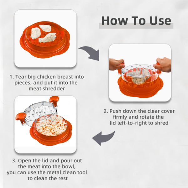 Chicken Shredder Tool Twist Large Meat Shredder with Ergonomic Handle, Anti-Slip Base, BPA-Free Visible Lid, Dishwasher Safe Perfect for Shredding Chicken, Pork, Beef, Tacos, BBQ