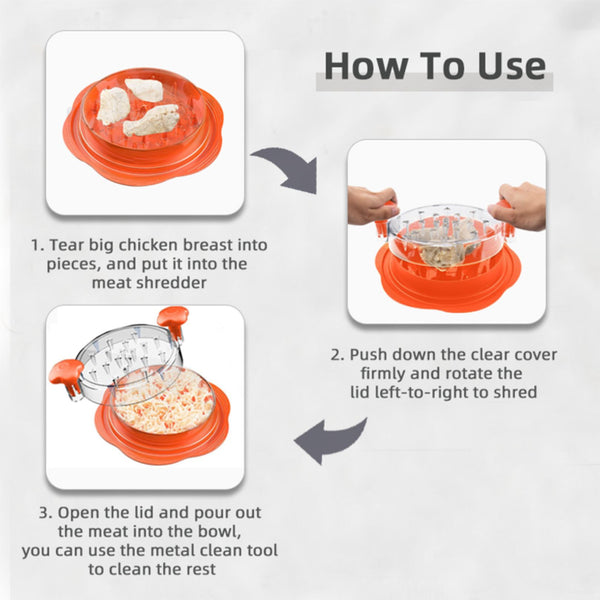 Chicken Shredder Tool Twist Large Meat Shredder with Ergonomic Handle, Anti-Slip Base, BPA-Free Visible Lid, Dishwasher Safe Perfect for Shredding Chicken, Pork, Beef, Tacos, BBQ