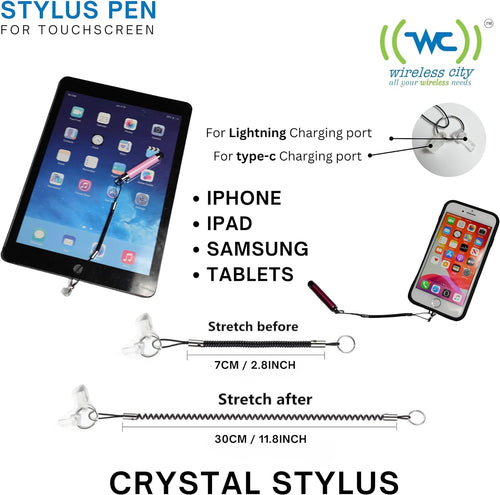 Stylet capacitif universel pour écran tactile en cristal Interaction tactile sans effort pour les personnes âgées sur iPhone, iPad, Samsung et tablettes. Pack 4 en 1