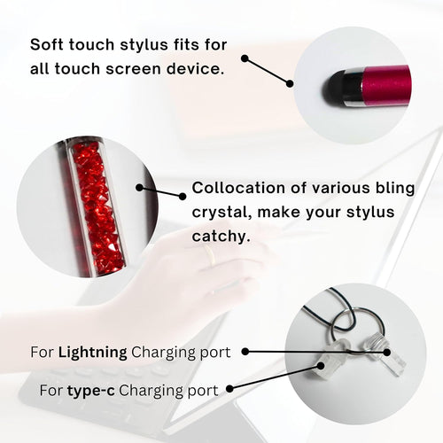 Stylet capacitif universel pour écran tactile en cristal Interaction tactile sans effort pour les personnes âgées sur iPhone, iPad, Samsung et tablettes. Pack 4 en 1