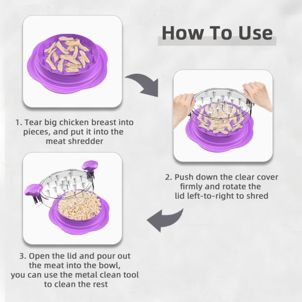 Chicken Shredder Tool Twist Large Meat Shredder with Ergonomic Handle, Anti-Slip Base, BPA-Free Visible Lid, Dishwasher Safe Perfect for Shredding Chicken, Pork, Beef, Tacos, BBQ