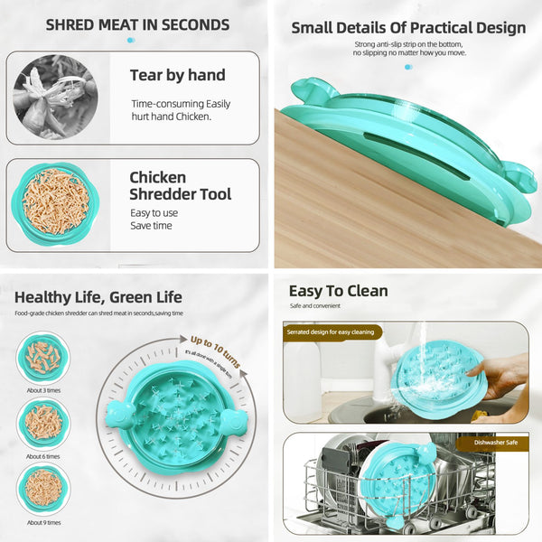 Chicken Shredder Tool Twist Large Meat Shredder with Ergonomic Handle, Anti-Slip Base, BPA-Free Visible Lid, Dishwasher Safe Perfect for Shredding Chicken, Pork, Beef, Tacos, BBQ