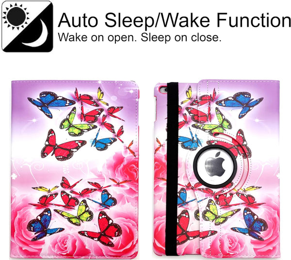 360 Rotating Case for iPad 9.7 Inch 2018 2017/ iPad Air 2 Case -360-Degree Rotating Stand Protective Cover Smart Case with Auto Sleep/Wake iPad 5th/6th Gen (Multi Little Flower Design Case)