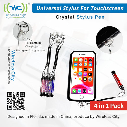 Stylet capacitif universel pour écran tactile en cristal Interaction tactile sans effort pour les personnes âgées sur iPhone, iPad, Samsung et tablettes. Pack 4 en 1