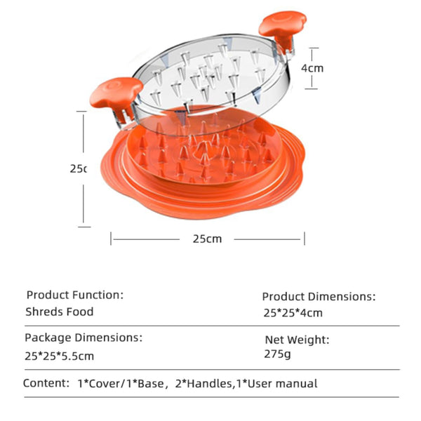 Chicken Shredder Tool Twist Large Meat Shredder with Ergonomic Handle, Anti-Slip Base, BPA-Free Visible Lid, Dishwasher Safe Perfect for Shredding Chicken, Pork, Beef, Tacos, BBQ