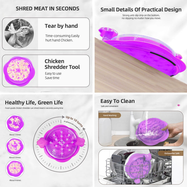 Chicken Shredder Tool Twist Large Meat Shredder with Ergonomic Handle, Anti-Slip Base, BPA-Free Visible Lid, Dishwasher Safe Perfect for Shredding Chicken, Pork, Beef, Tacos, BBQ