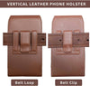 Leather Vertical Phone Holster for Men Belt Clip/Loop – Fits iPhone 11–16 Pro, Galaxy S25–S9, A54–A10, Pixel 9–7A – Vertical Cell Phone Case Holder for Belt with Magnetic Closure (Brown, Medium)