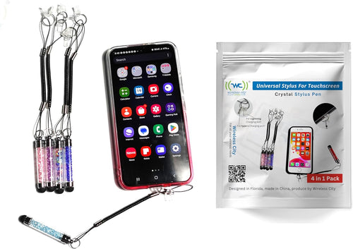 Stylet capacitif universel pour écran tactile en cristal Interaction tactile sans effort pour les personnes âgées sur iPhone, iPad, Samsung et tablettes. Pack 4 en 1