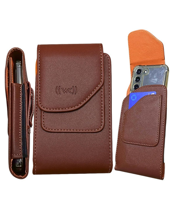 Leather Vertical Phone Holster for Men Belt Clip/Loop – Fits iPhone