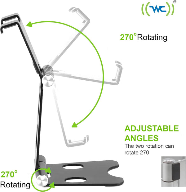 Wireless City Soporte universal ajustable para teléfono celular y tableta Soporte de escritorio Soporte de aluminio Soporte ajustable para teléfono ORO