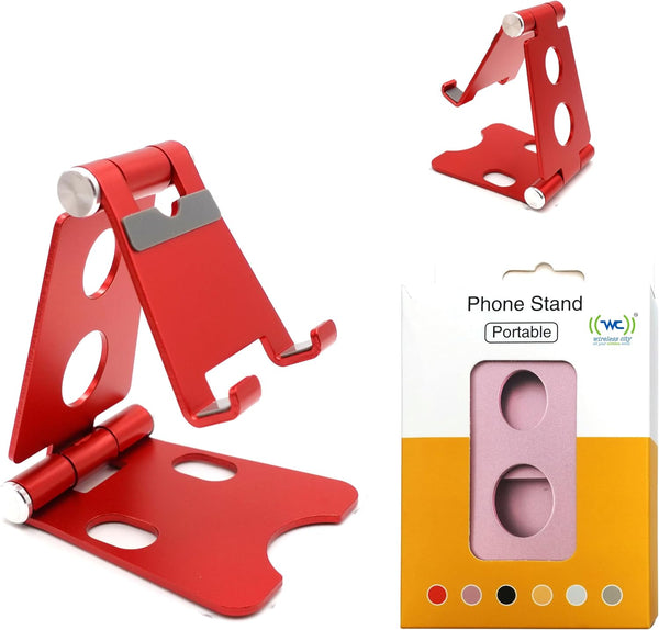 Support de téléphone portable et de tablette universel réglable Wireless City Support de bureau en aluminium Support de téléphone réglable ROUGE