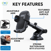 Universal smartphone car mount with suction cup