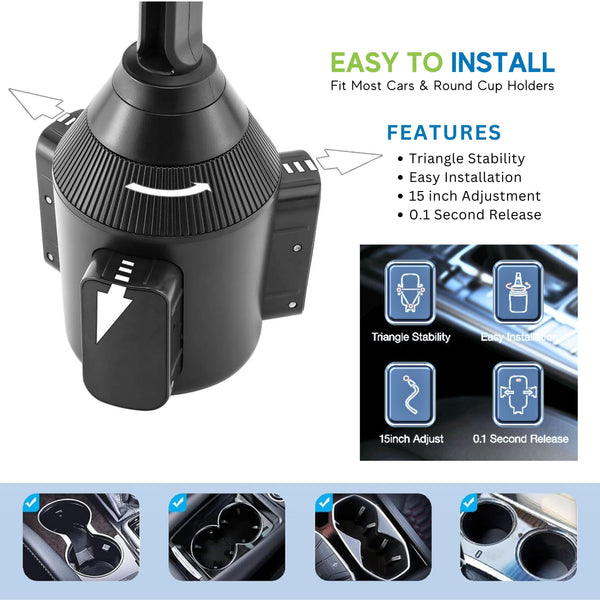 Support de téléphone sans fil pour voiture - Support de téléphone polyvalent pour voiture - Support de téléphone pour voiture garantissant des trajets sûrs - Supports de téléphone pour voiture pour compatibilité iPhone avec rotation à 360°