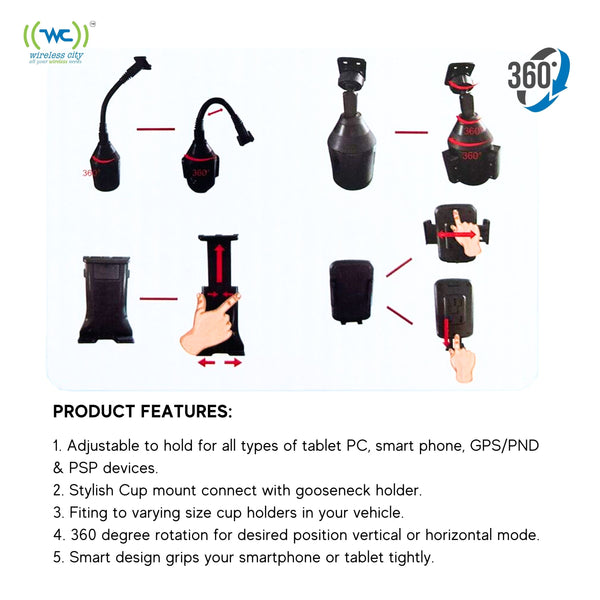 Support de téléphone sans fil pour voiture - Support de téléphone polyvalent pour voiture - Support de téléphone pour voiture garantissant des trajets sûrs - Supports de téléphone pour voiture pour compatibilité iPhone avec rotation à 360°