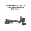 Support de téléphone de voiture à bras long pour tableau de bord, pare-brise, support de téléphone de voiture, stabilisateur anti-secousses, compatible avec tous les smartphones