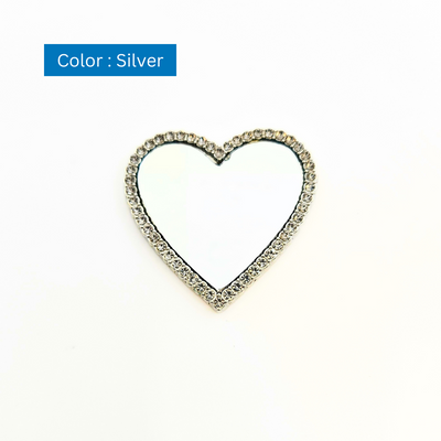 Wireless City Diamond Bling Makeup Mirror for Phone Cases Phone Mirror for Makeup (Heart Shape Phone Mirror Silver)