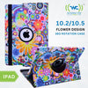 360° Rotation iPad Case - Fits iPad 9th/8th/7th Gen 10.2 Inch, Pro 10.5 Inch, Air 3rd Gen - Protective Multi-Angle Folio with Premium PU Leather (Multi Little Flower Design Case)