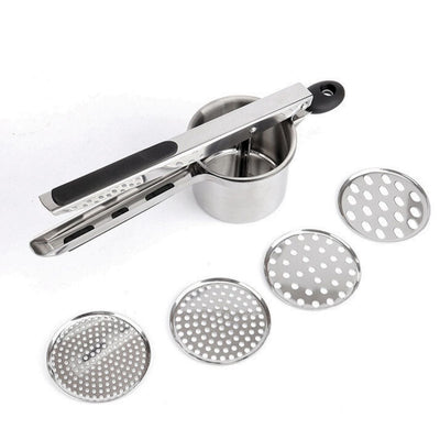 Potato Ricer - Heavy-Duty Stainless-Steel Masher & Ricer Tool for Fluffy Mashed Potatoes, Baby Food & Vegetables - Ergonomic Anti-Slip Handles, Dishwasher Safe