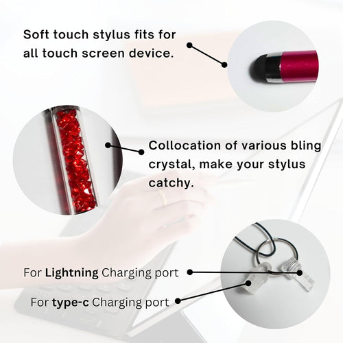 Crystal Capacitive Universal Touch Screen Stylus Pen Effortless Touch Interaction for Seniors on iPhone, iPad, Samsung, and Tablets. 4 in 1 Pack
