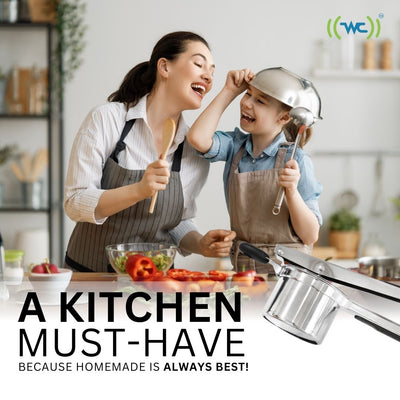 Potato Ricer - Heavy-Duty Stainless-Steel Masher & Ricer Tool for Fluffy Mashed Potatoes, Baby Food & Vegetables - Ergonomic Anti-Slip Handles, Dishwasher Safe