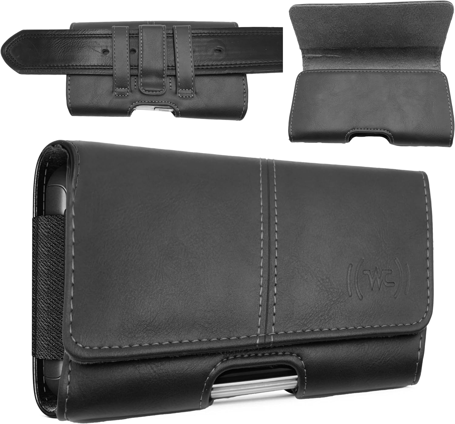 Wireless City Leather Phone Holster for Men Fit to iPhone 15 Plus Hori Wireless City Leather Phone Holster for Men Fit to iPhone 15 Plus Hori