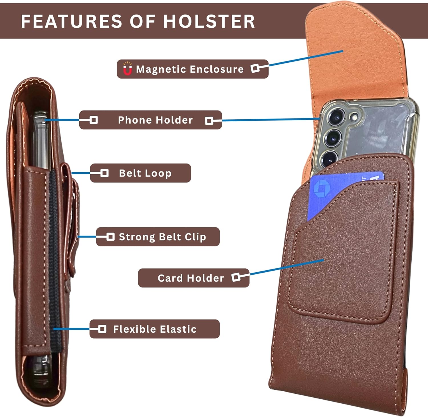 Wireless City Leather Cell Phone Holster With Metal Phone Case Belt Holder Wireless City Leather Cell Phone Holster With Metal Phone Case Belt Holder