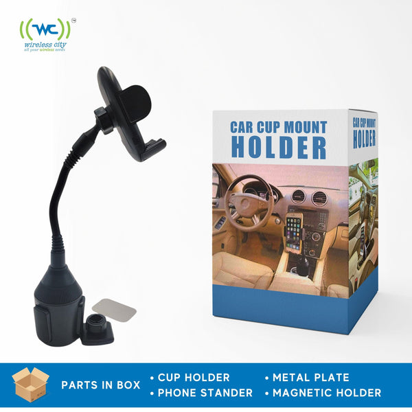 Universal 360° Swivel Car Cup Holder Mount For Cell Phone - Black ABS