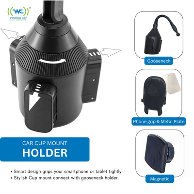 Wireless City Car Cup Phone Holder Versatile Phone Holder Car Device - Car Phone Holder Ensuring Safe Journeys - Car Phone Holders for iPhone Compatibility with 360° Rotation