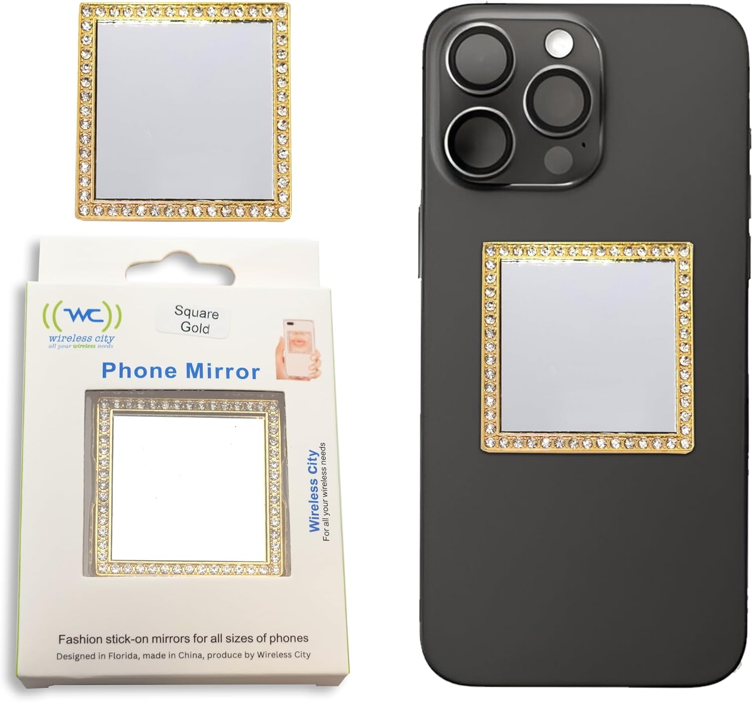 Wireless City Diamond Bling Makeup Mirror for Phone Case Wireless City Diamond Bling Makeup Mirror for Phone Case