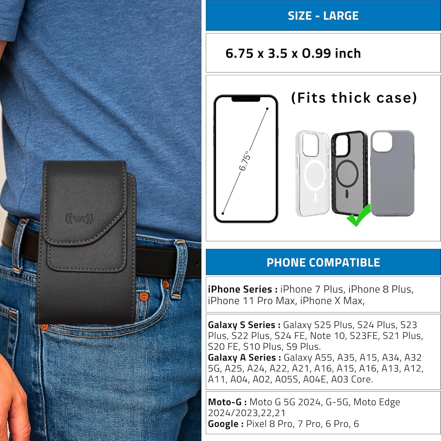 Leather Vertical Phone Holster for Men, Vertical Belt Case for iPhone– Wireless City Leather Vertical Phone Holster for Men, Vertical Belt Case for iPhone– Wireless City