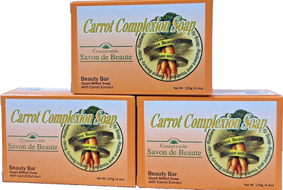 3-PACKS CARROT COMPLEXION SOAP BEAUTY BAR WITH CARROT OIL 4oz / 125g (each)