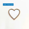 Wireless City rose gold heart-shaped stick-on mirror with rhinestone border for phone cases.
